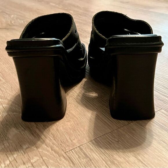 Y2K 90s Boho MIA Madden Chunky Leather Platform Slide Sandal Black Lug Sole 6.5 - Picture 8 of 16